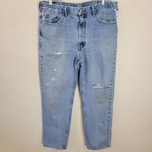 Distressed 38x32 Men's Faded Ripped Levi's 550 Relaxed Fit Blue Jeans Cotton Men